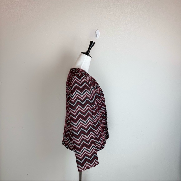 Tahari Arthur S. Levine Chevron Blazer‎ Jacket 14P Petite Red Black - Picture 2 of 8